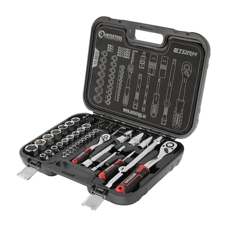 Intertool 1/4 in., 1/2 in. Drive Socket Set, Metric, 73 pcs ET08-8073